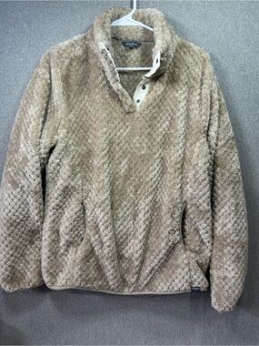Eddie Bauer Tan Plush Zip-Up Shawl Collar Sweater